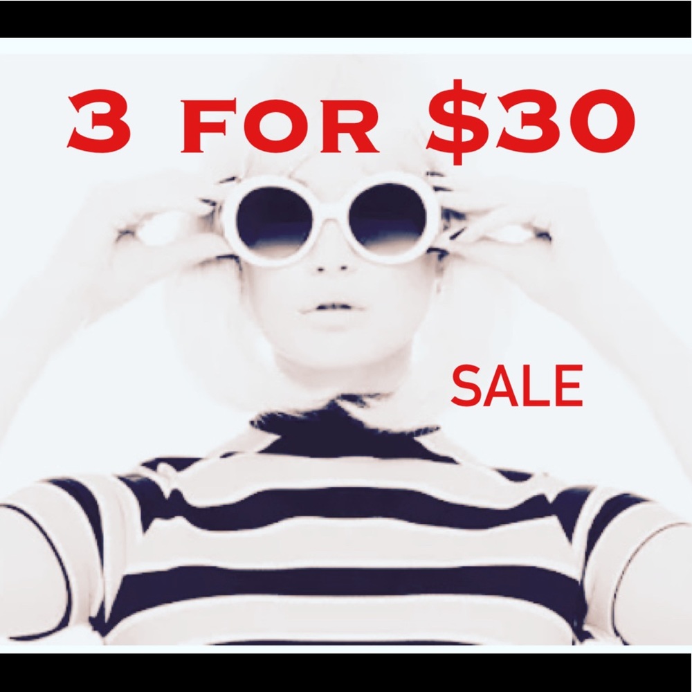 3 items for $30 on select items with a 🔴 in the listing.